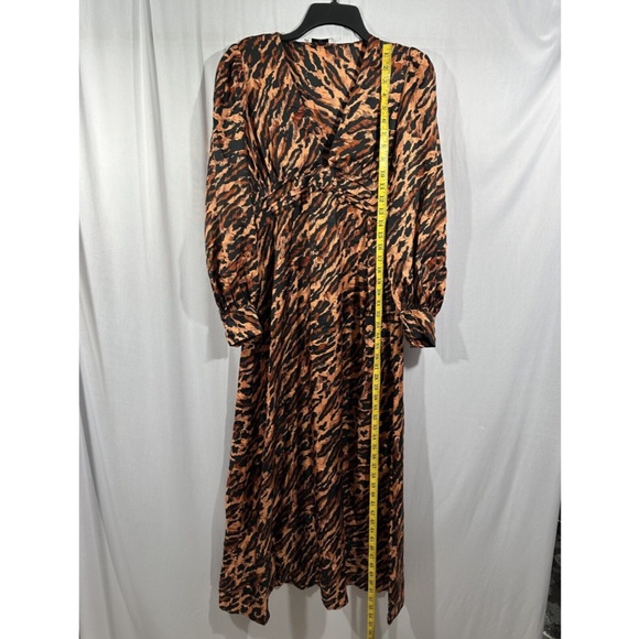 NWT‎ $595 Sandro [ 40 ] Faunie Pintucked Leopard Silk Maxi Dress In Wildcat - Picture 7 of 16
